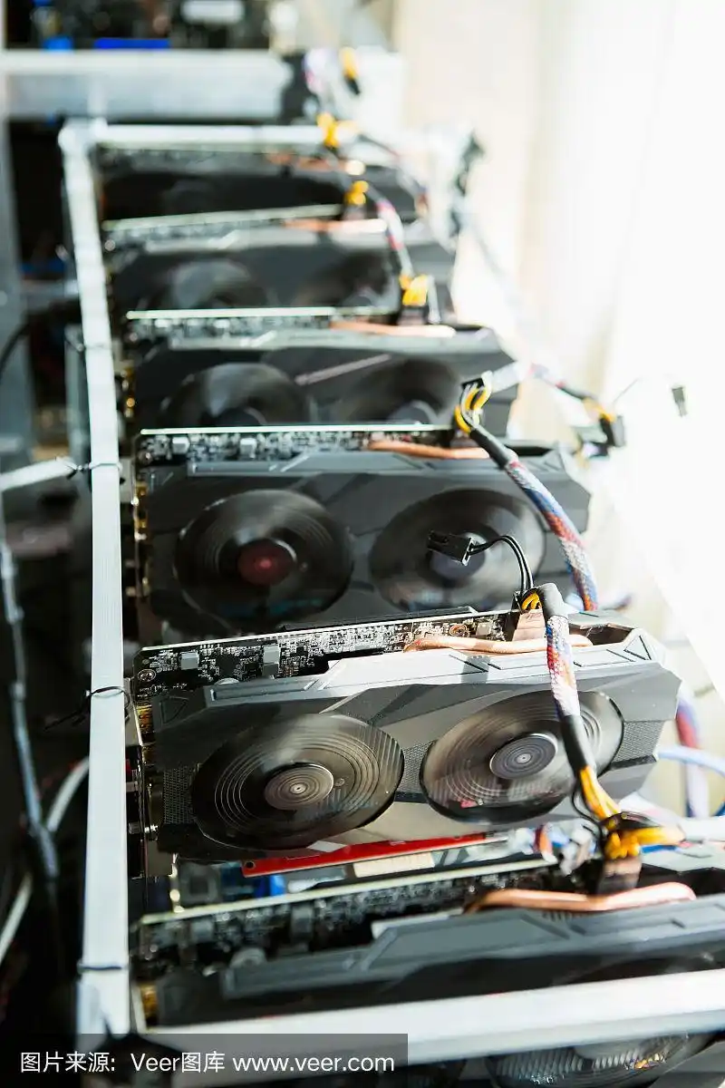 Mining farm with rows of high-performance rigs under operation
